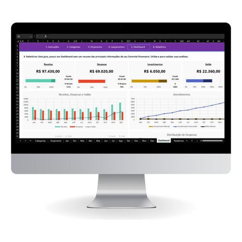 Software de escritório Planilha Controle Financeiro 2024 Excel